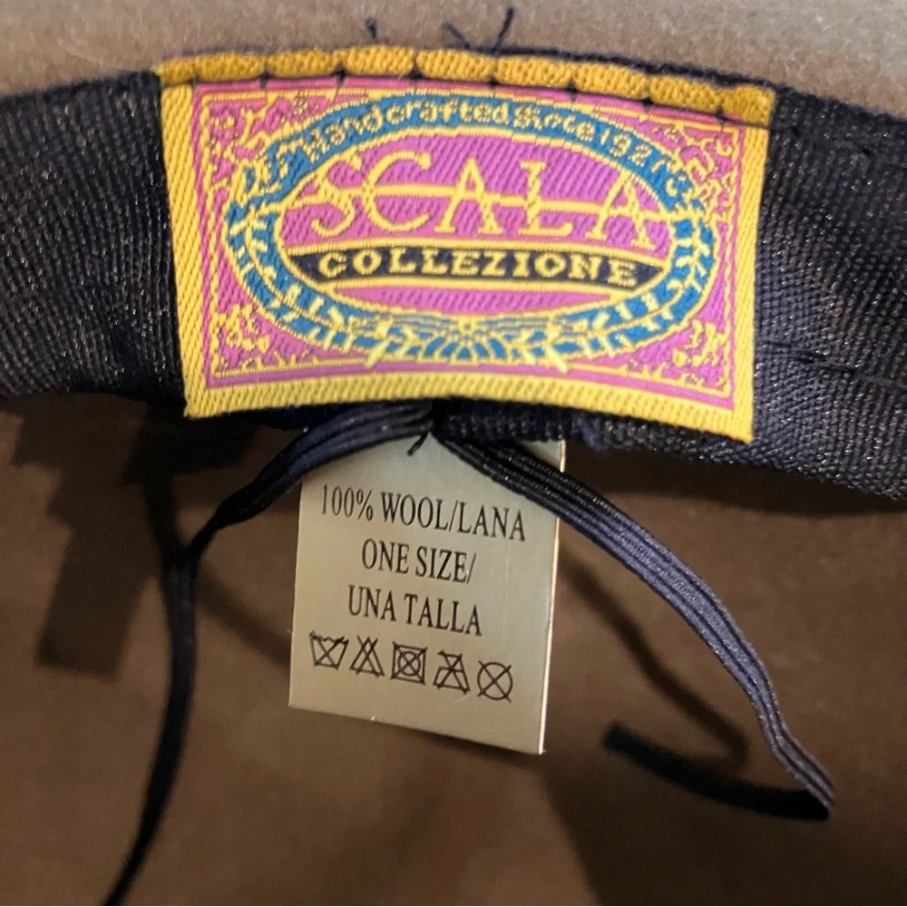 Vintage Scala Collezione Floppy Wide Brown Green Floppy Brim Hat 100% Wool OS - Picture 8 of 11